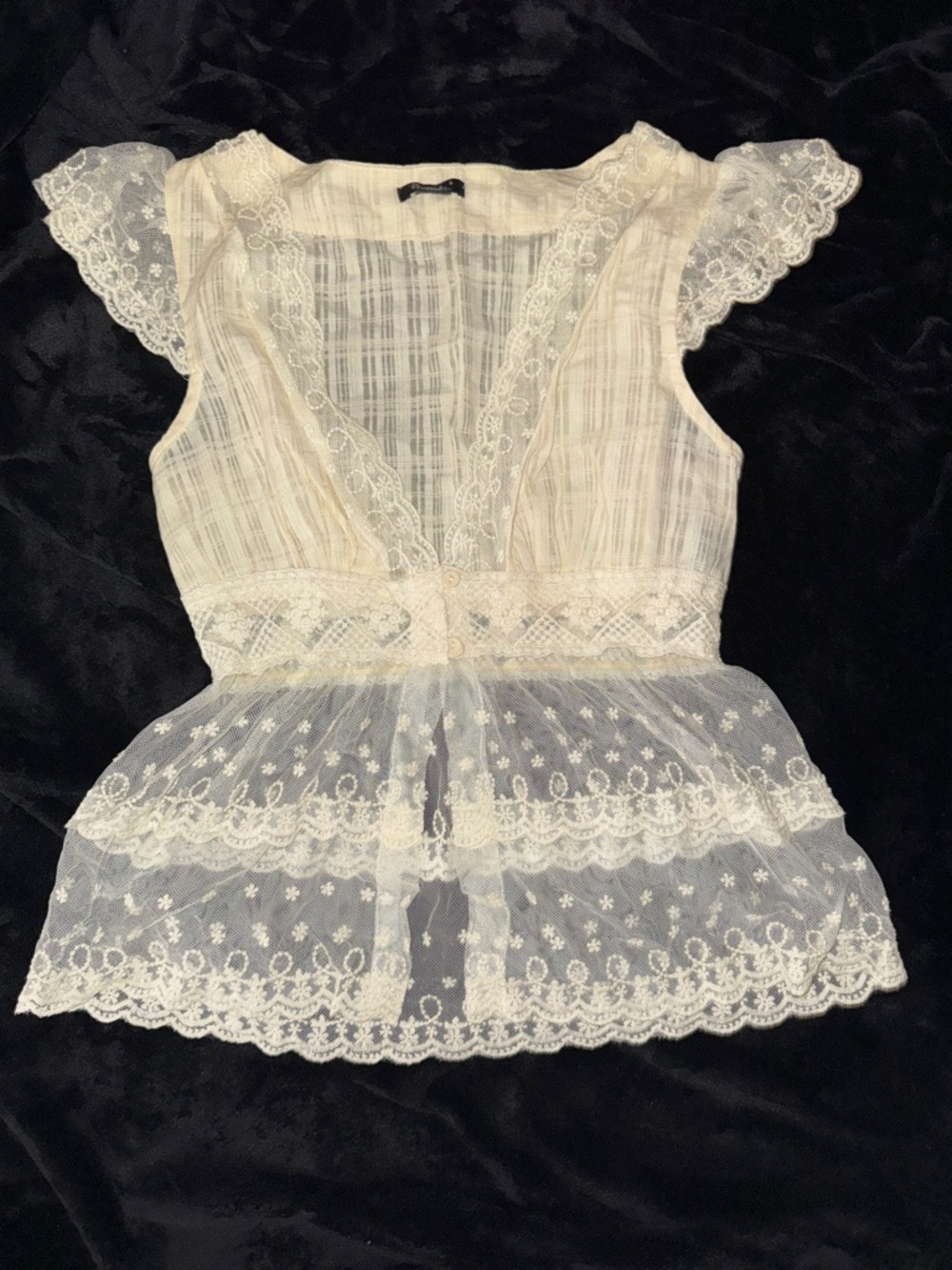 🏝️Rhapsody Cream Lace Peplum Blouse